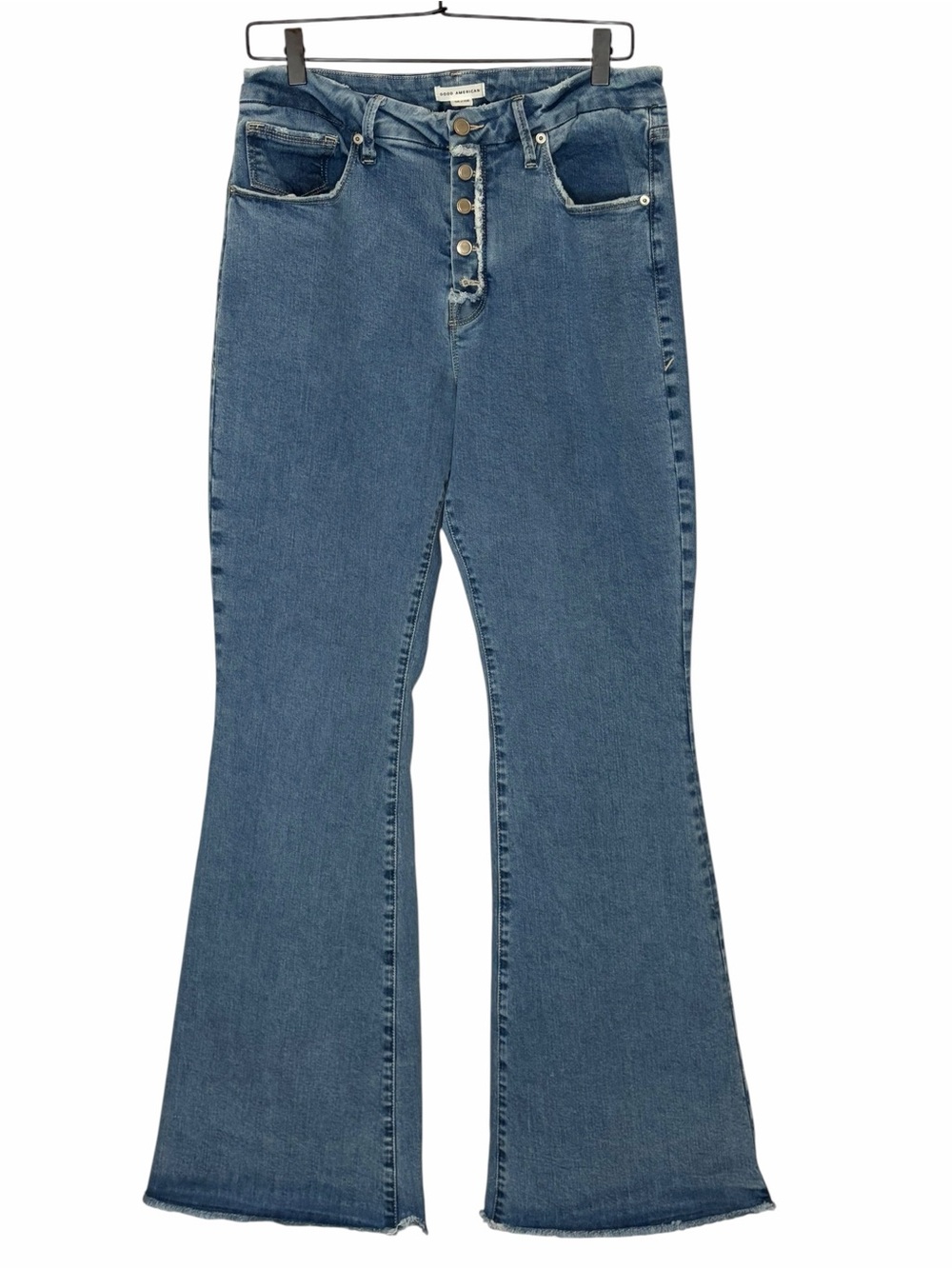Good American Good Legs Flare
Button Fly Jeans. 14/32
